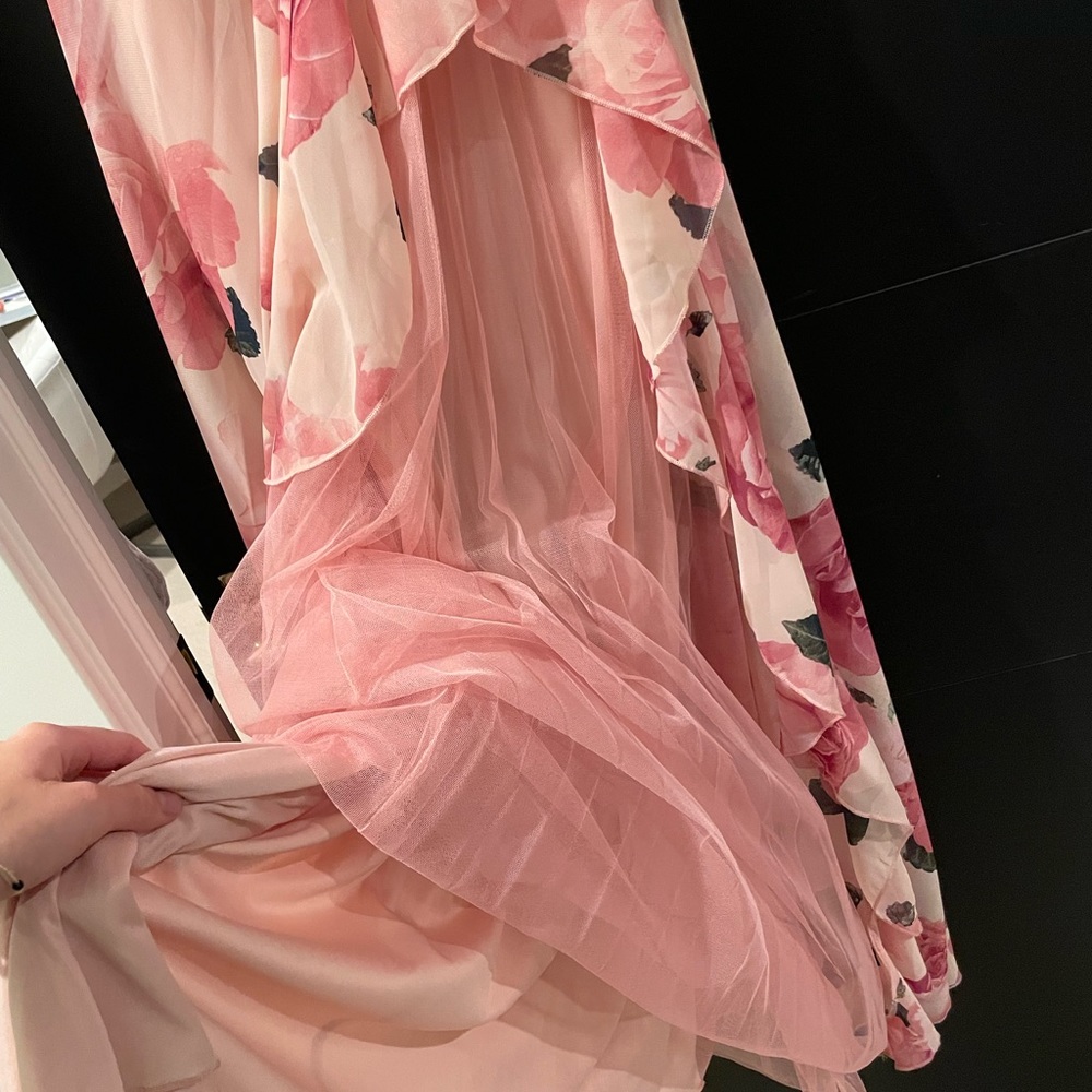 Pink Roses Maxi Prom Dress - Picture 6 of 12